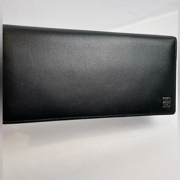 New Givenchy Black Lambskin Leather Long Wallet with Box, Tags & COA
